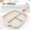 thumbnail image 3 of 3 Section Nonstick Grill Pan with Detachable Handle, White Square Skillet for Stove Top Cooking, 3 of 5