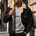 thumbnail image 4 of Ceisia Mens Lapel Corduroy Sherpa Lined Button Front Warm Winter Jacket Coat Black XXL Gift, 4 of 7