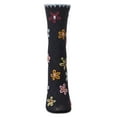 thumbnail image 4 of MeMoi Women's Dancing Daisies Crochet Cuff Crew Socks - Womens - Female, 9-11, Navy, 4 of 6