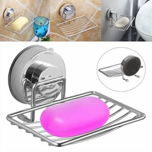 ZYLER- Soap Dish Shower Stainless Steel Wall Mounted Bar Holder Bathroom Suction Basket