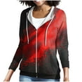 thumbnail image 5 of Nmnitkp Womens Full Zip Up Hoodies Long Sleeve Fall Outfits Oversized Sweatshirt Daily Printed Raglan Fashion Casual Hooded Pocket Zipper Top Red,2XL, 5 of 7