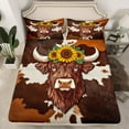 thumbnail image 2 of Homewish Cute Highland Cow Queen Sheet Sets,Brown Cattle Hide Flat Sheet,Rustic Farmhouse Cabin Queen Fitted Sheet For Girl Boys,Ultra Soft Home Decor,4-Piece, 2 of 7