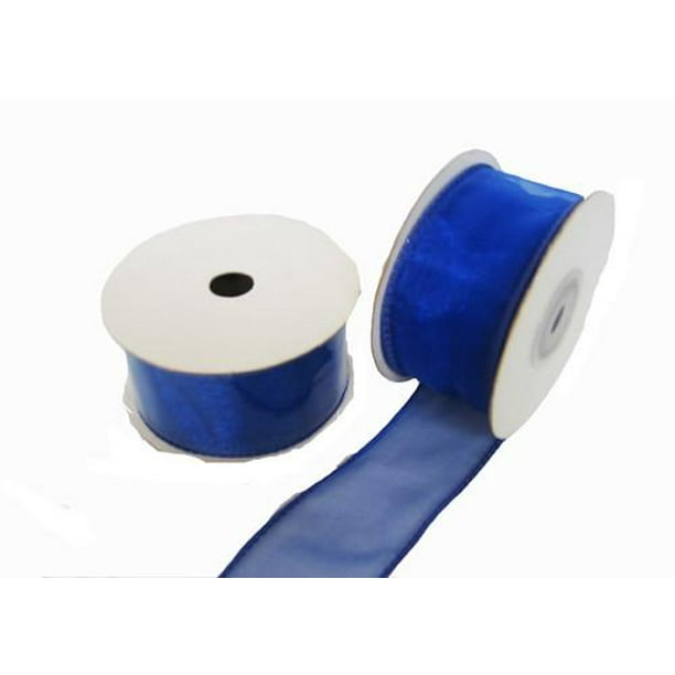 1-1/2" Sheer Organza Wired Ribbon Royal Blue (10 Yards) - Walmart.com ...