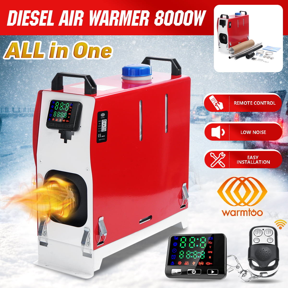 Warmtoo All In One 12V 8KW Metal Diesel Air Heater Car Parking Heater For Trucks 