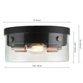 thumbnail image 4 of Globe Electric 2-Light Matte Black Indoor Flush Mount Ceiling Light Brass Accents Glass Shade, 4 of 5