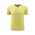 thumbnail image 2 of DJDLJWCJ Mens Short Sleeve Shirts Crewneck Solid Quick Dry Tee Lightweight Breathable Outdoor Sports T Shirt Yellow 3XL, 2 of 6