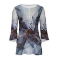 thumbnail image 4 of Ayolanni Women 3/4 Sleeve Graphic Tunic Tops Trendy 2023 Summer Casual v Neck Empire Waist t-Shirt Blouse, 4 of 5
