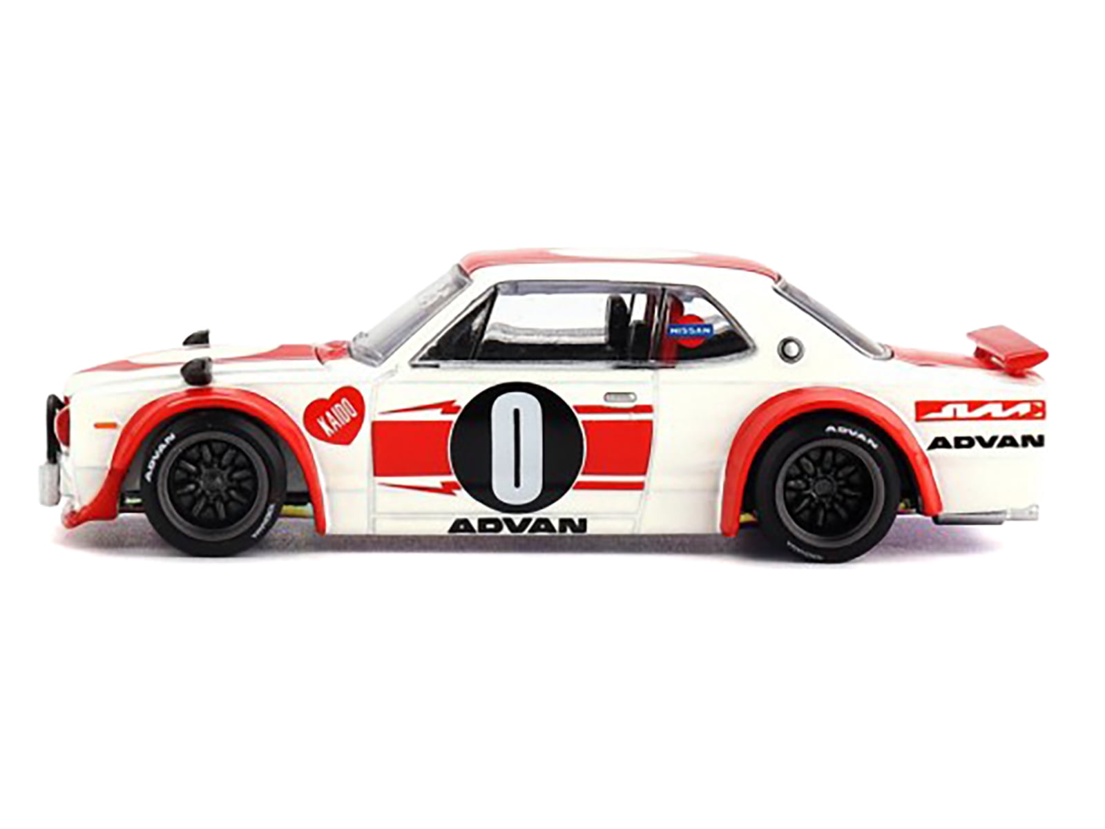 Nissan Skyline 2000GT-R (KPGC10) "Kaido Works V2" RHD White with Red "Kaido House" Special 1/64 Diecast Model Car by Mini GT