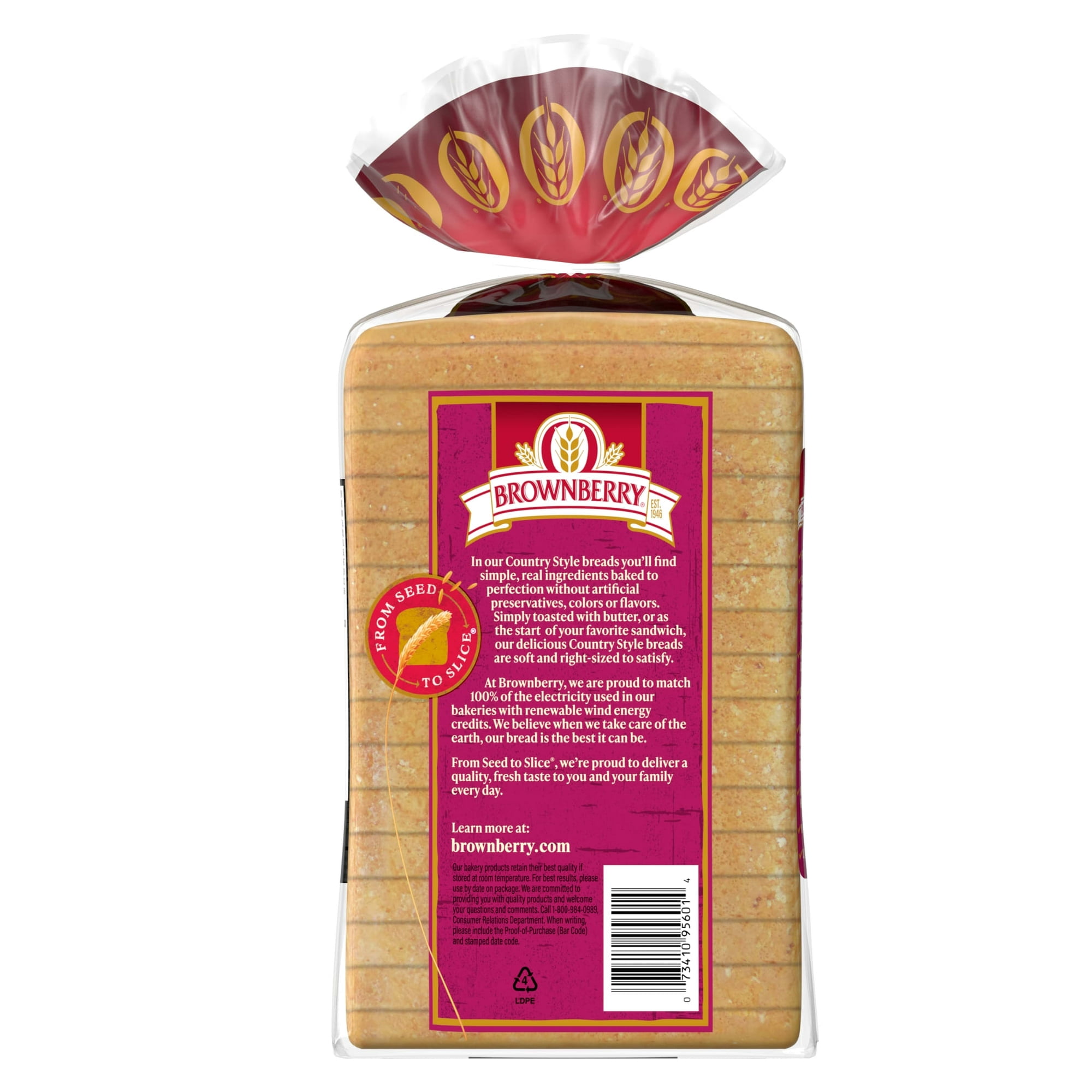 Brownberry Country Style Sourdough Bread, 24 oz, Sourdough Bread, Bag