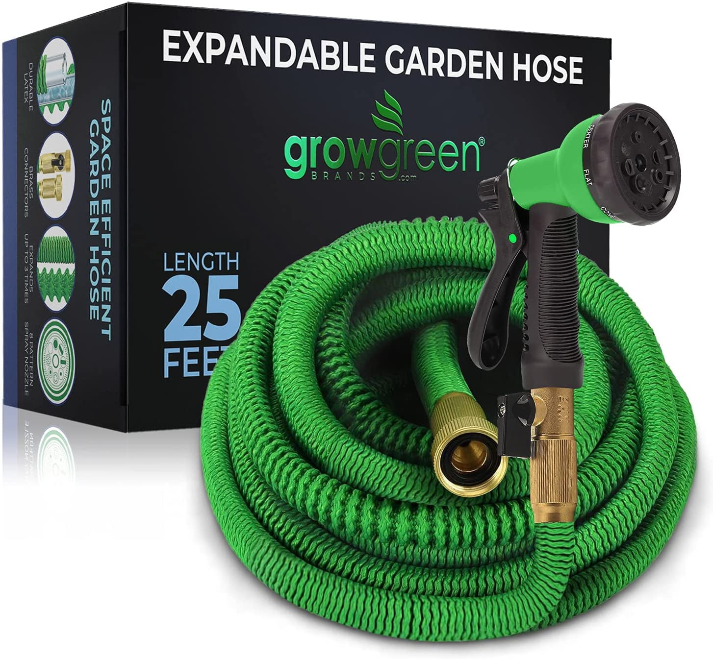 Pocket Hose Auto Expandable 50 Feet Black With 7 Way Hose Nozzle Walmart Com
