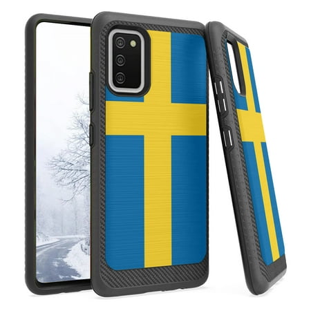 Capsule Case Compatible with Galaxy A02s [Heavy Duty Hybrid Carbon Edge Men Women Style Design Phone Case Black Cover] for Samsung Galaxy A02s SM-A025 (Sweden Flag)