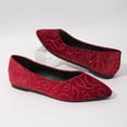thumbnail image 6 of Women's Rhinestone Ballet Flats Comfortable Pointed Toe Lightweight Casual Dressy Shoes Work Flats Office Shoes Red Size 6, 6 of 7