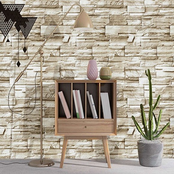 3X,6M Vinyl 3D Brick Rock Sticker Paper Self Adhesive Wallpaper Furniture Wall Stickers