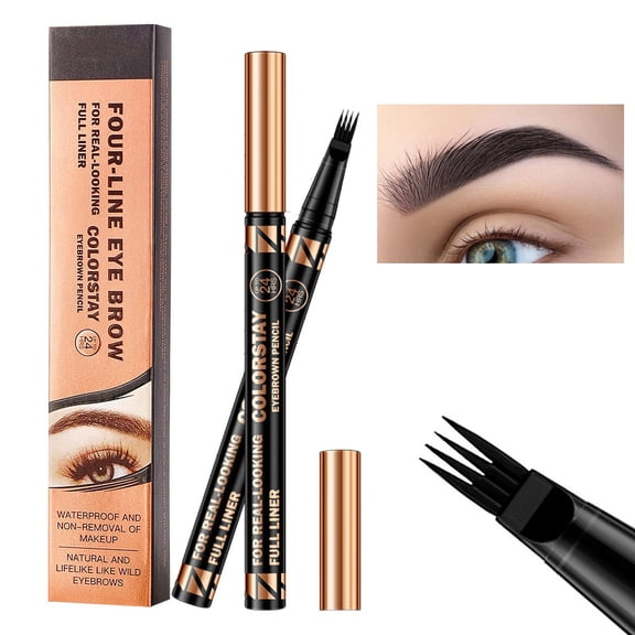 potrochi Eyebrow Pen, Waterproof Microblading Eyebrow Pencil, 4 Tip Precise Eye Brow Makeup Pen for Women to Effortlessly Create Hair Like Natural Brows, Non Dry (C)