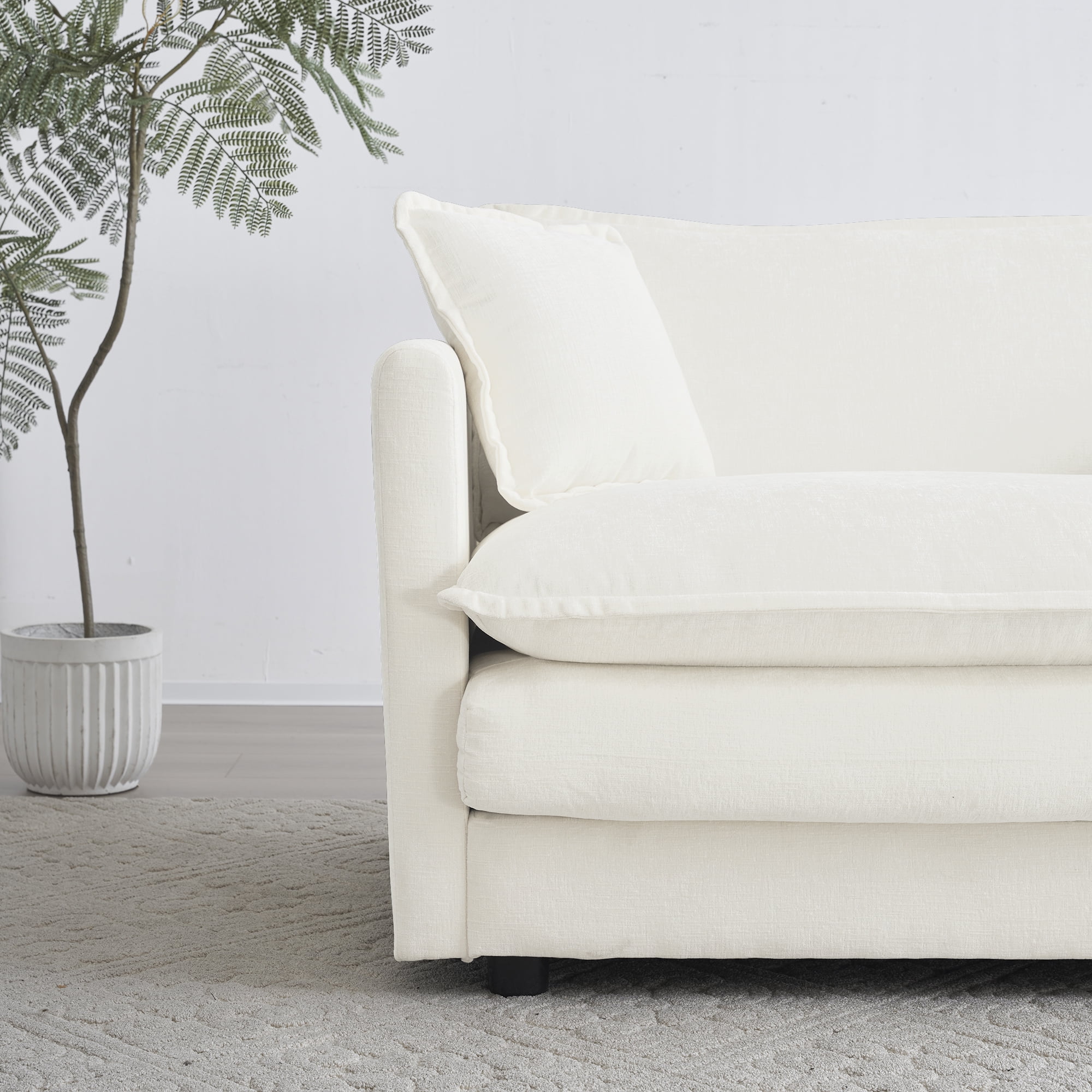 Newboti Furniture 2 - Piece Living Room Set, 2 Pieces Upholstered Loveseat And Couch For Home Office Lounge, Sofa Set Of 2, 2-Piece (2+2 Seat) Couch Set For Living Room, White Chenille 0055