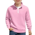 thumbnail image 4 of dazeni Girls Half Zipper Sweatshirts Cute Trendy Waffle Fall Pullover Tops for Teen Girls Long Sleeve Sweater Clothes Pink 14-15Years, 4 of 5
