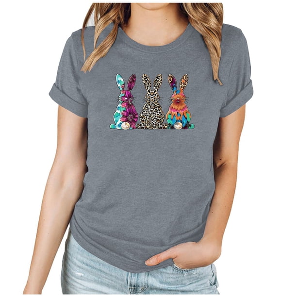 Mujeres Manga Corta de Verano Tops Día de San Valentín Impreso Cuello Redondo, Camisa de Moda Casual Blusa