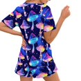 thumbnail image 3 of Yuyamidu Hippie Mushroom Women Sleepwear Pajama Set Short Sleeve Nightwear 2 Pack Home Shorts & Pullover T-shirt Outfits Comfy Crew Neck Loungewear Size 2XL, 3 of 7