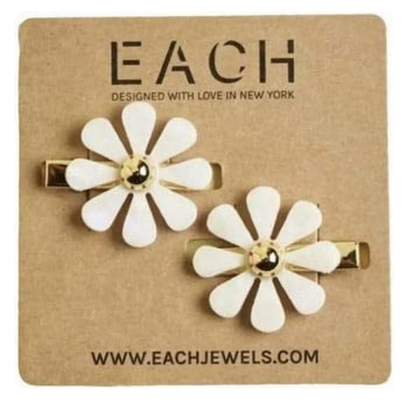 Cada joya pinzas para el cabello con flores, paquete de 2 pinzas para el cabello con pétalos de perlas brillantes y margaritas