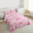 thumbnail image 3 of Manfei Girly Pink Bow-tie Bedding Comforter Set, Princess Bowknot Twin Comforter Sets, Cartoon Stars Print Reversible Bedding Set, Super Cozy Room Decor, 2-Piece, 3 of 8