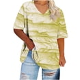 thumbnail image 4 of lcziwo Plus Size Tops for Women Short Sleeve T Shirt Casual Summer V Neck Tunics Fashion Boho Floral Graphic Tees Loose Oversized Blouses Yellow XXL, 4 of 6