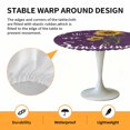 thumbnail image 2 of Elastic Fitted Round Tablecloth, Purple Sunshine Sunflower Waterproof Stretch Table Cover for 36"-44" Tables, Pastoral Bees Farmhouse Floral Washable Outdoor Tablecloths for Patio, Picnic, Camping, 2 of 9