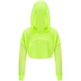 thumbnail image 4 of Aislor Kids Girls Mesh Long Sleeve Drawstring Hooded Crop Top for Hip Hop Jazz Dance Costume Fluorescent Green 10, 4 of 7