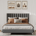 thumbnail image 3 of PIONEERWORKS Full Size Velvet Upholstered Bed with Adjustable Headboard and Wooden Slats Support, No Box Spring Needed, Easy Assembly, 3 of 8