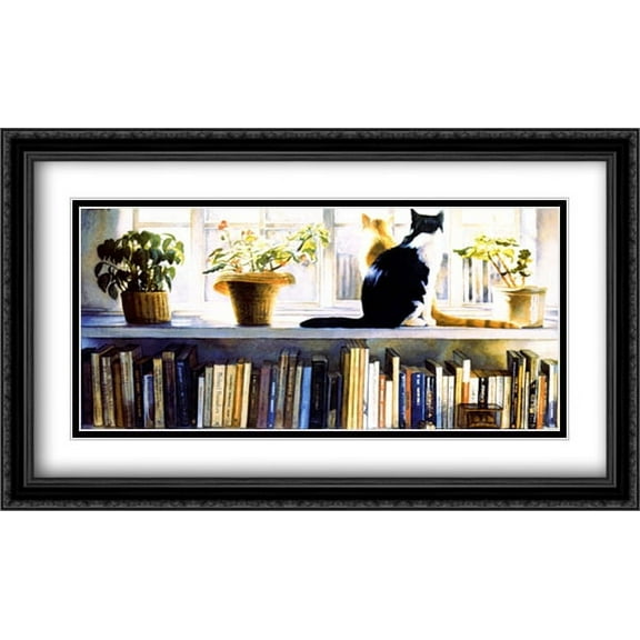 Bookends 2x Matted 40x24 Large Black Ornate Framed Art Print by Steve Hanks