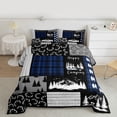 thumbnail image 2 of Feelyou Farmhouse Camping Adult Full Size Comforter Sets, Blue Plaid Bedding Sets, 3pcs, 2 of 8