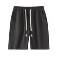 thumbnail image 3 of Plus Size Men's Drawstring Elastic Waist Shorts, Casual Joggers, Polyester Quick Dry Lightweight, Summer Fishing, Beach Hiking, Activewear Essentials | JASKFLY,Dark Gray 3XL, 3 of 4