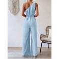 thumbnail image 2 of Womens One Shoulder Waist Tie Design Wide Leg Pocket Jumpsuit, Summer Overall Romper For Women, 2 of 4