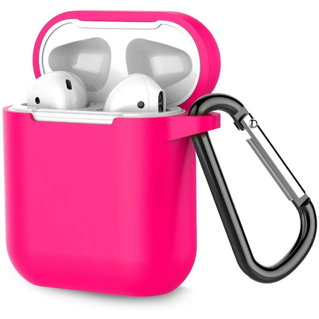 Coffea Protective Silicone Case with Keychain for AirPods 1 & 2 (Front LED Not Visible) (Rose)