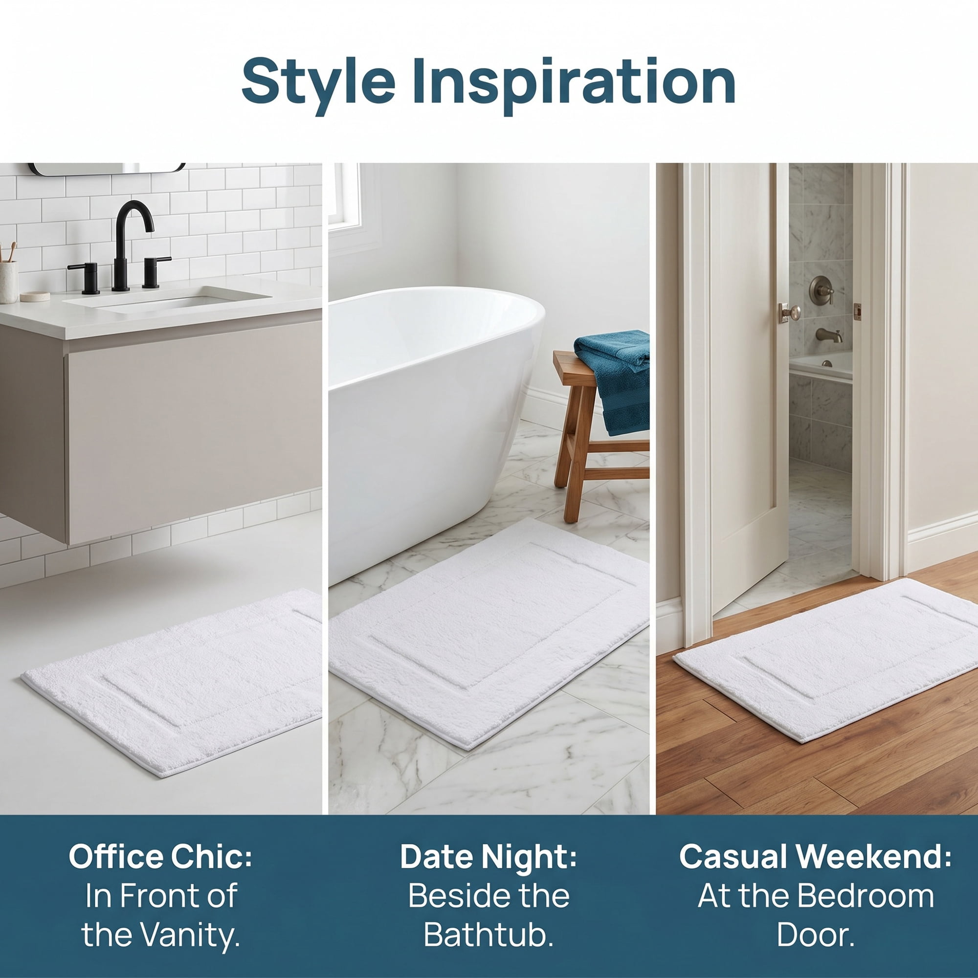 Unique Bargains Plush Absorbent Microfiber Bathroom Mat Non-Slip Rug White 24" x 16"