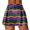 thumbnail image 3 of Sparkly Sequin Print Casual Elastic Waist Double Layer Athletic Skirt For Festival And Dance, 3 of 6