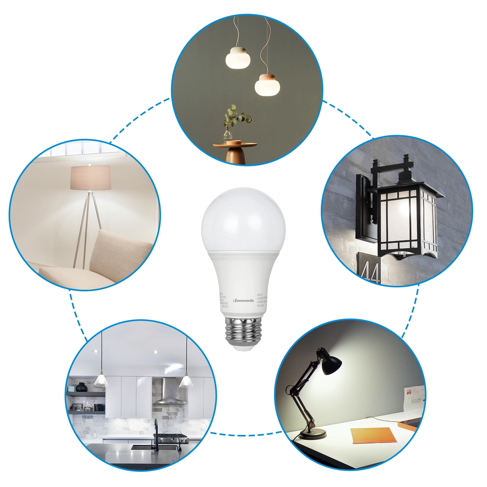 DEWENWILS 8-Pack Daylight LED Light Bulbs 100 Watt Equivalent,1500 Lumen 14 Watt 5000K E26 Base