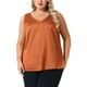 thumbnail image 1 of Camisetas sin mangas de satén de seda para mujer de tallas grandes Agnes Orinda, blusas casuales de cuello en V, camisetas básicas de verano 1X Caramelo, 1 of 6