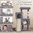 thumbnail image 4 of CL.HPAHKL Modern Small Cat Tree Tower with Dual Condos, 36 Inches Cat Tower with Scratching Post Multi-Level Cat Furniture Condo with Ramp for Indoor Cats Cat Cave Beds for Kittens, Ashy, 4 of 7