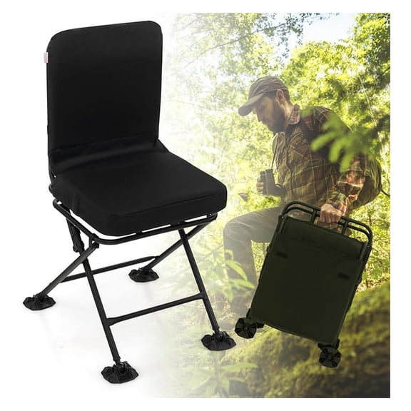 Hunting Blind Chair Folding Camo 360 Degree Swivel 330 LBS Capacity Padded Cushion