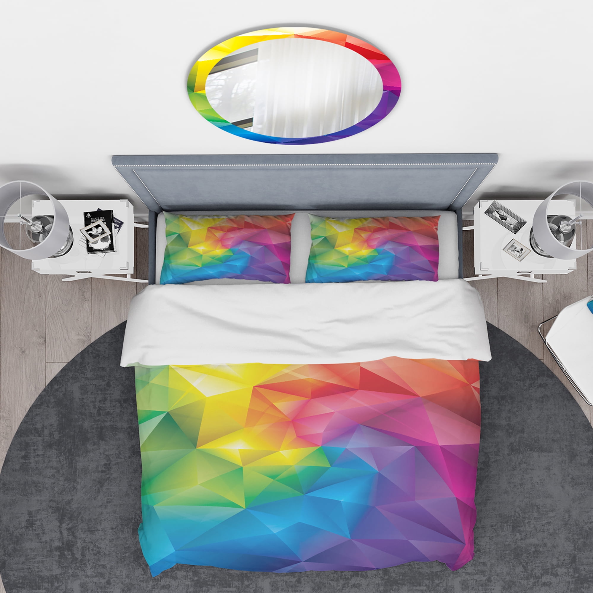 Designart 'Rainbow 3D Triangular Geometry' Modern & Contemporary Duvet Cover Set