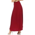 thumbnail image 2 of Women's Casual Solid High Waisted Flare A-line Long Skirt with Elastic Waistband, 2 of 6