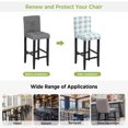 thumbnail image 5 of Aqua White Buffalo Check Bar Stool Cover Set of 2, Farmhouse Plaid Modern Geometric Stretch Bar Chair Cover, Removable Washable Pub Counter Stool Chair Slipcover for Kitchen Dining Room Pub Cafe, 5 of 9
