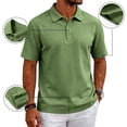 thumbnail image 2 of GrmtClth Men's Classic Polo Shirt Short Sleeve Button Placket Golf Shirt Casual Business Casual Top Breathable Quick Dry Tennis Shirt Workwear Blouse Army Green XL, 2 of 8