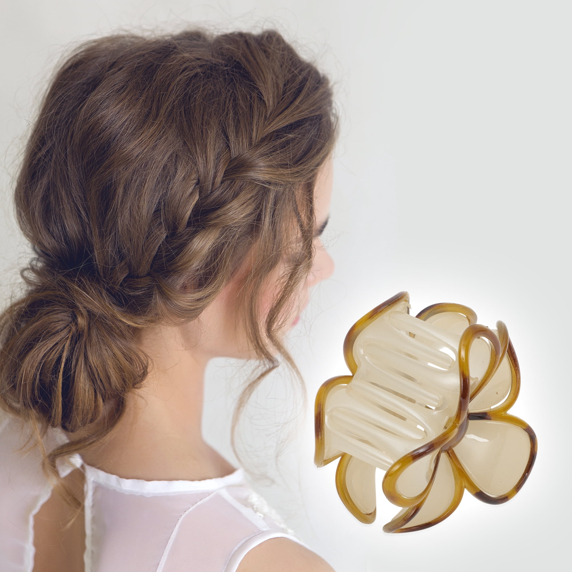 Unique Bargains Home Use Hair Accessory Five-petal Flower Hair Clips Beige