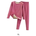 thumbnail image 3 of Sonducket Conjunto de ropa interior térmica para mujer, calzoncillos largos cómodos para clima frío y cálido, ropa interior de cuello de Ropa interior Rojo rosa XL, 3 of 6
