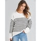thumbnail image 4 of Suéter Informal de Punto Afelpado de Larga Extragrande para Mujer, Ropa de Otoño Rayas Blancas y Negras L, 4 of 9