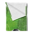 thumbnail image 2 of Soccer Soft Flannel Fleece Throw Blanket, Grunge Worn Looking Pitch Pattern Football 6 Yard Box Vintage Illustration, Cozy Plush for Indoor and Outdoor Use, 70" x 90", Green Black White, by Ambesonne, 2 of 5
