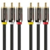 FosPower [6 FT] 3RCA Male to 3RCA Male RWY Plugs, Composite Video & Stereo Audio Connectors Cable for DVD Players, VCR, Camcorder, Projector, Game Console and More - (Red, White, Yellow)