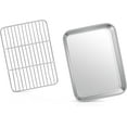 thumbnail image 1 of wqlpp-Baking Sheet Pan with Rack Set, Stainless Steel Toaster Oven Pans Tray & Cooling Racks for Cookie/Jelly Roll/Bacon/Meat, Commercial Metal & Rust-free, Dishwasher Safe (9 Inch), 1 of 4