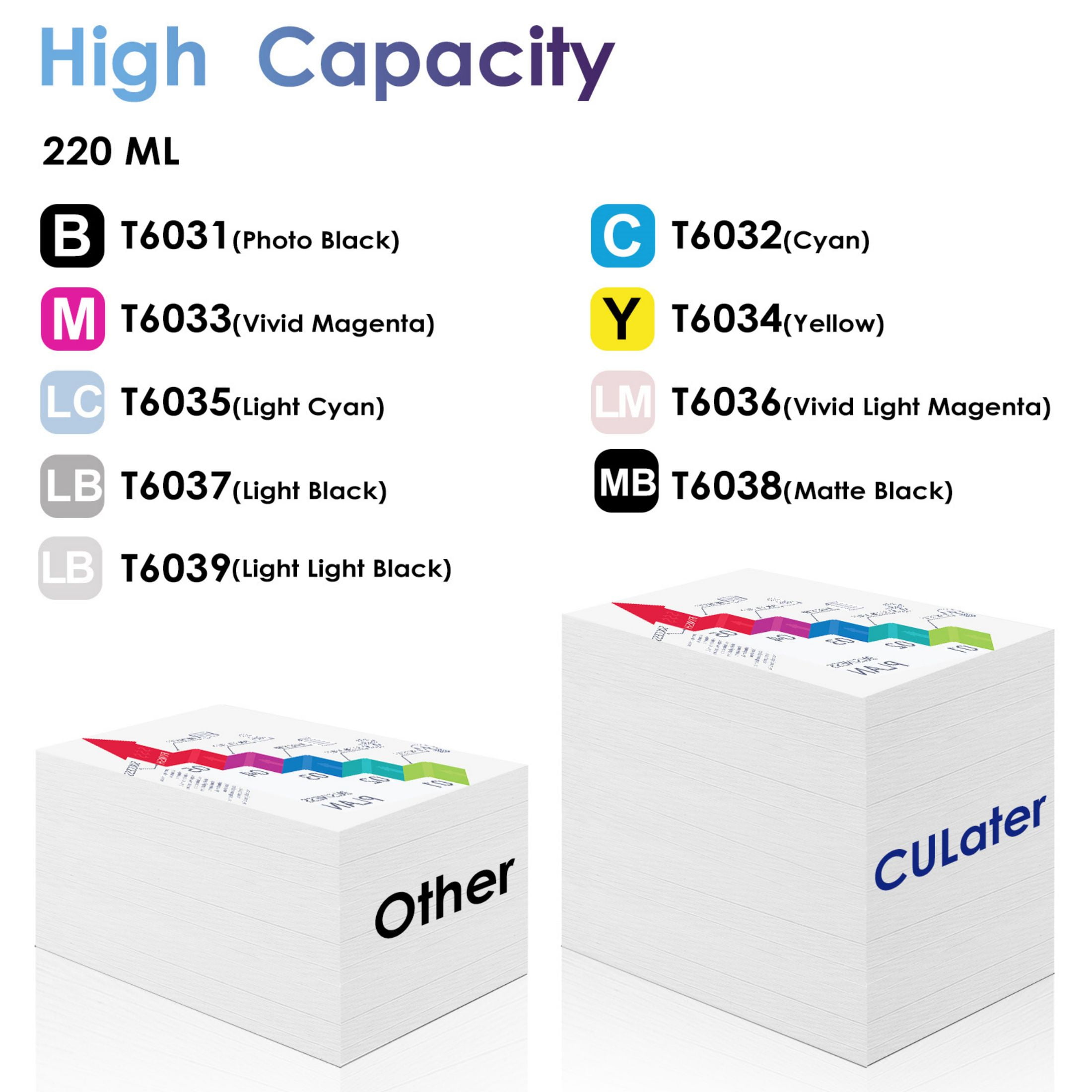 T603100-T603900 Compatible Ink Cartridge for T6031 T6032 T6033 T6034 T6035 T6036 T6037 T6038 T6039 Replacement for Stylus Pro 7880 9880 Professional Edition Printer (9 Pack)